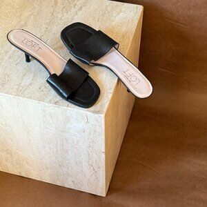 ANN TAYLOR LOFT OPEN TOE KITTEN HEELS IN BLACK